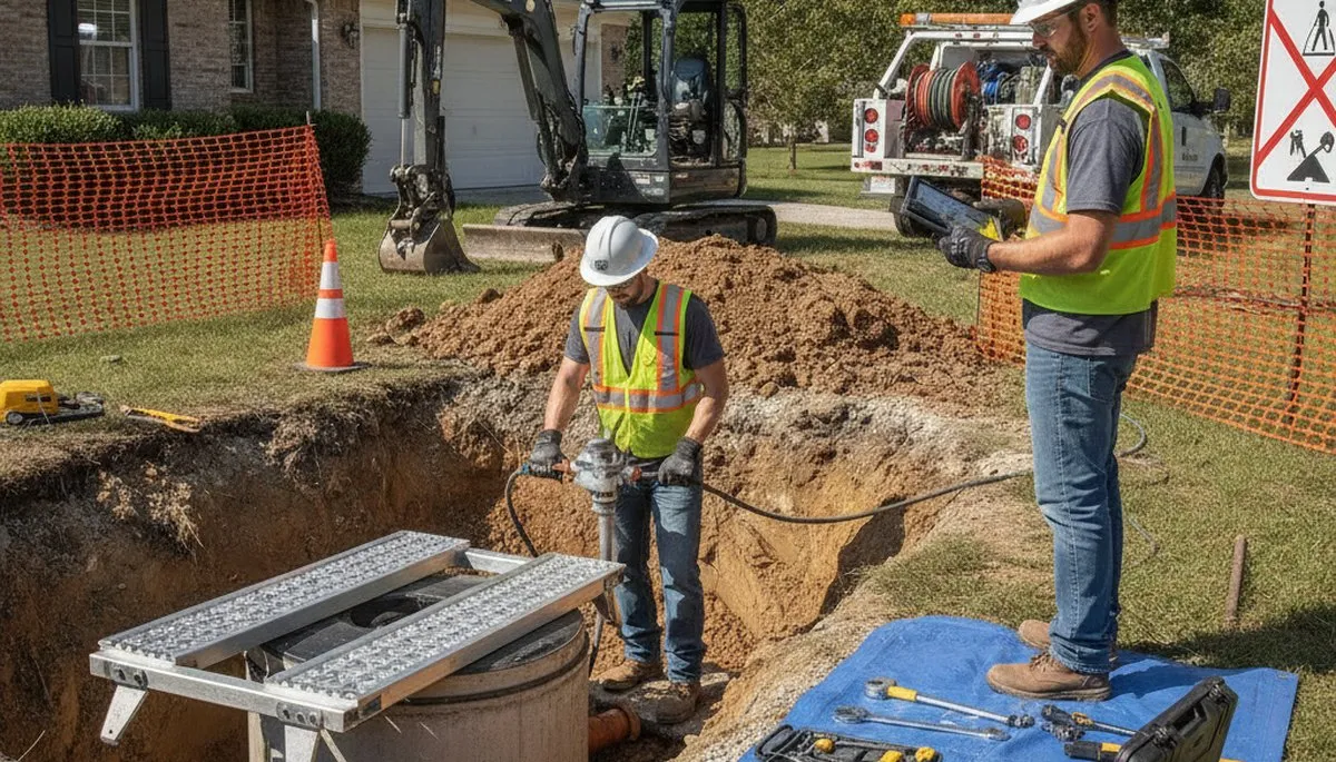 Septic repair service truck for Indianapolis, IN homes by On Call Plumbers